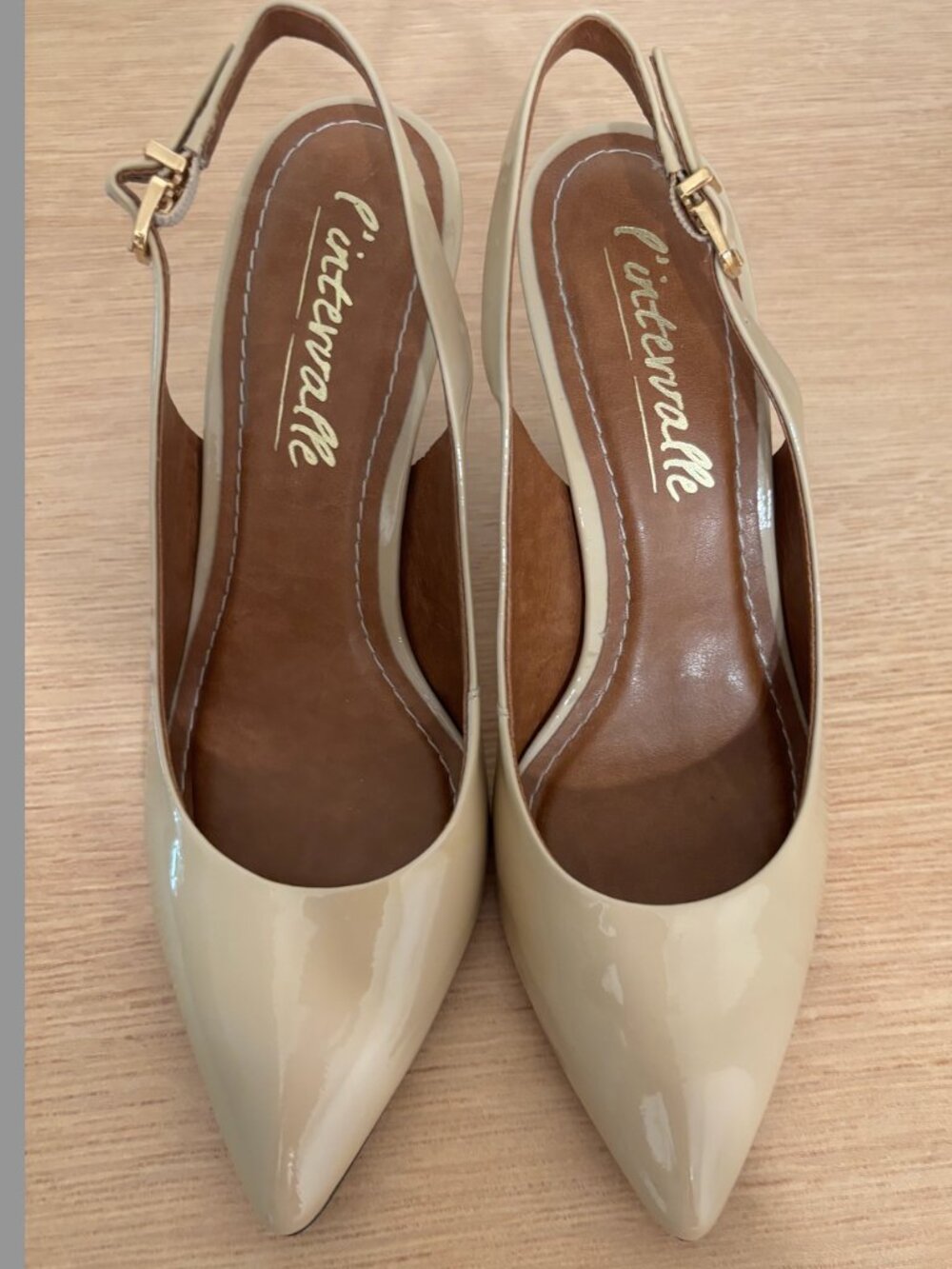L'Intervalle Nude Patent Leather Slingback Pumps Size 7